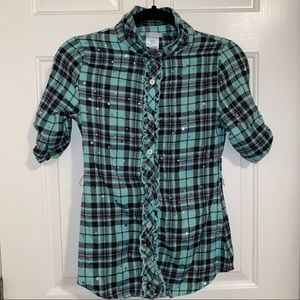 plaid shirt top shirt sleeve button up